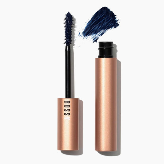 Extremely Bossy By Nature Bossy Cosmetics Mascara for Grande Volume & High Length, Provides Instant Lash Lift, Unique Wand for Eye Makeup Control & Volume, Vegan, Cruelty Free (SAPPHIRE-BLUE)