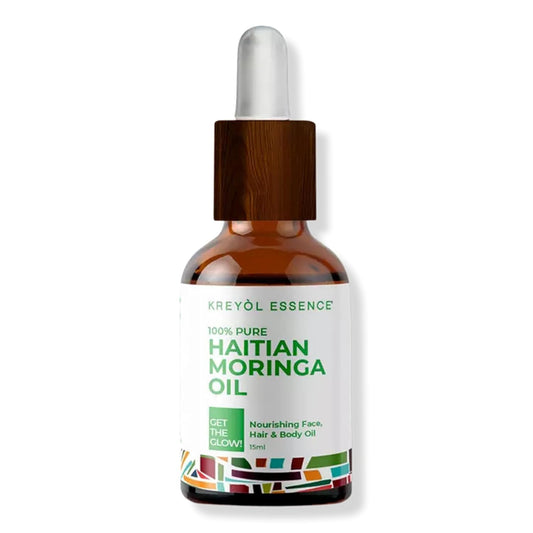 Kreyol Essence - Haitian Moringa Oil 15 Ml - For Face, Hair and Body, 40 Antioxidants, Behenic, Oleic Acid and Vitamin C, For All Skin Types, Natural Ingredients