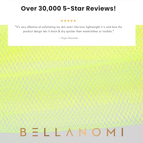 BELLANOMI African Exfoliating Net Sponge, Authentic, Ethically sourced from Nigeria, 45 inches Long, Back Scrubber for Daily use (Lemon)