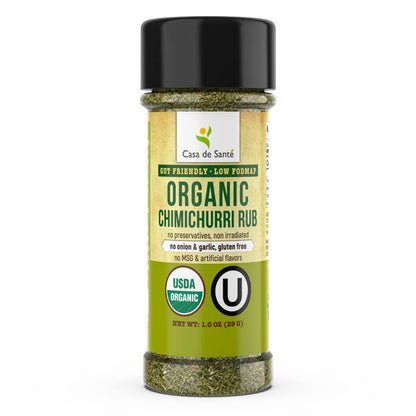 Organic Low FODMAP Certified Paleo Seasoning No Onion No Garlic, Gluten-Free, No Carb, Keto, Kosher, All Natural, Non GMO, Non Irradiated Seasoning- Casa de Sante (Chimichurri Rub)