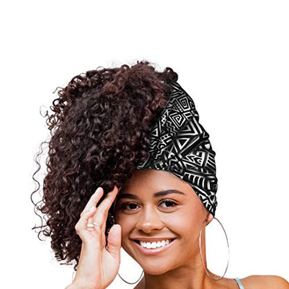Glow By Daye Charmeuse Satin Prefolded Head Scarf, Double Layered Satin Bandana for Women, Large (Zola Print (Black and White))