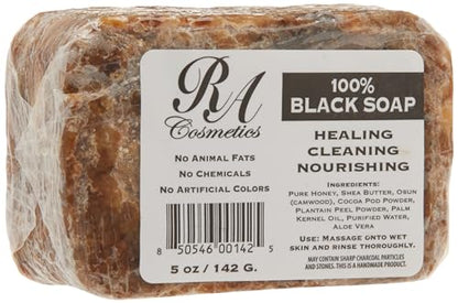 RA COSMETICS 100% Black Facial Soap Natural Healing Cleansing Bar
