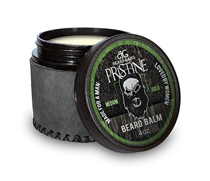 BEARD GAINS Pristine Scented Beard Balm for Men Medium Butter Hold | Nourish, Soften & Condition Facial Hairs | Made in USA