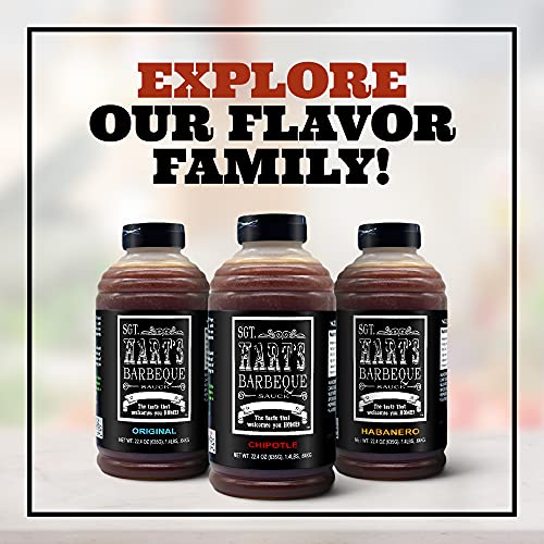 SGT. Hart’s BBQ Sauce, Original, Chipotle, & Habanero Flavors - Trio Pack - 22.04 OZ Each