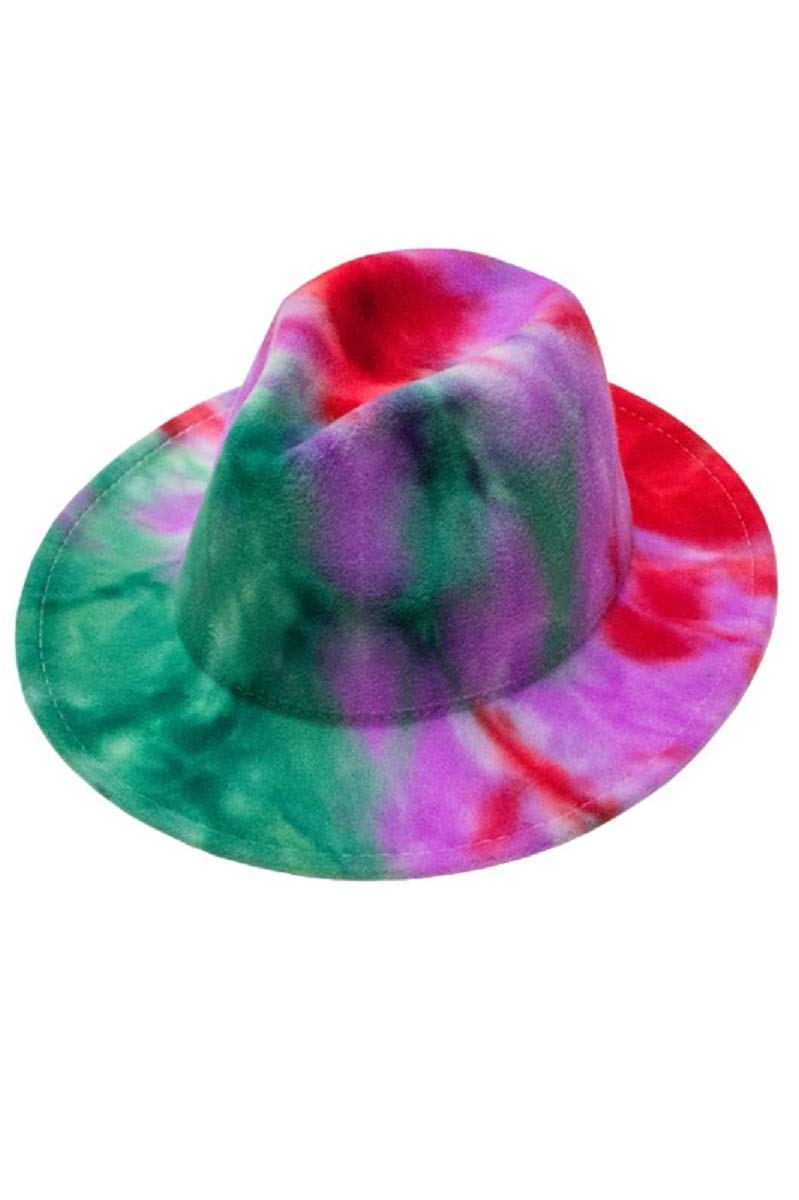 2Chique Boutique Women's Multicolor Tie Dye Retro Panama Style Fedora