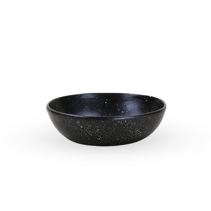 SWEET JULY Edgewater Collection Bowl - Durable, Hand-Thrown Ceramic, 7-Inch Serving Bowl for Cereal, Soup, Salads, & Saucy Dishes - Avail. in White, Black, and Gray (Black Speckled)