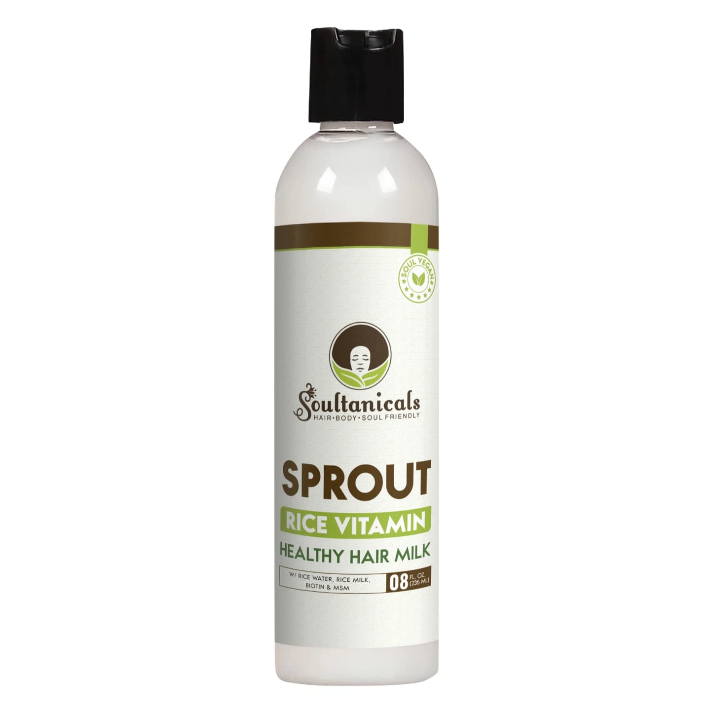 Soultanicals Sprout Rice Vitamin Hair Milky-Cream With Biotin & MSM | For Afro-Kinky & Curly Hair | 8oz (236ml)