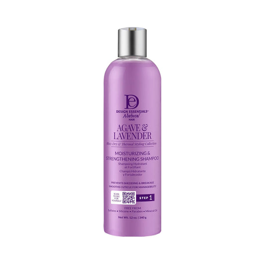 Design Essentials Agave & Lavender Moisturizing Hair Bath, Sulfate-Free Shampoo- Blow-Dry & Silk Press Collection - 12oz