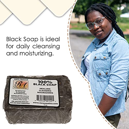 RA COSMETICS 100% Black Facial Soap Natural Healing Cleansing Bar