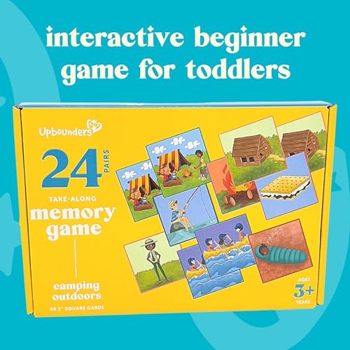 Upbounders Camping Outdoors Memory Match Beginner Board Game for Toddlers, Joyfully Diverse and Inclusive Cast of Characters in Rural Nature Scenes (Multicultural)