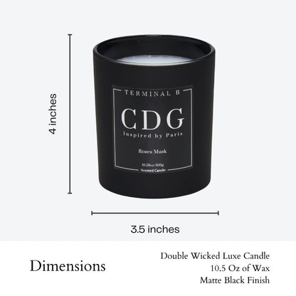 TERMINAL B Luxury Scented Candle, CDG - Paris: Roses Musk, Travel Inspired Airport Coded Candle, 10.58 oz, 60 Hour Burn Time, Made in Los Angeles