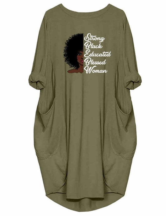 WbJetr Women's Pocket Dress Black Woman Afro Brave Blessed Tunic Tops