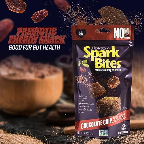 SPARK BITES - Chocolate Chip (Pack of 6) Allergen Free Vegan Healthy Energy Snack - A Steady Release of Wholesome Energy with NONE OF THE TOP 9 ALLERGENS - Vegan, Non-GMO, Gluten-Free