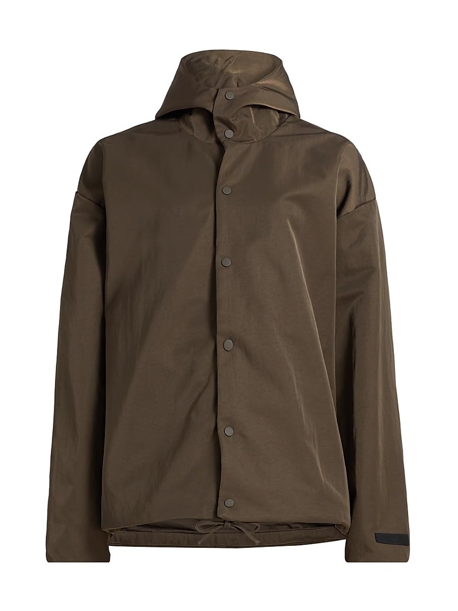 Fear of God Essentials, Coaches Hooded Nylon Jacket, X-Small, Brown