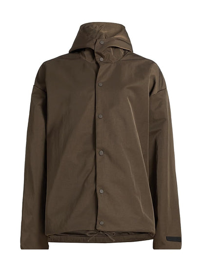 Fear of God Essentials, Coaches Hooded Nylon Jacket, X-Small, Brown