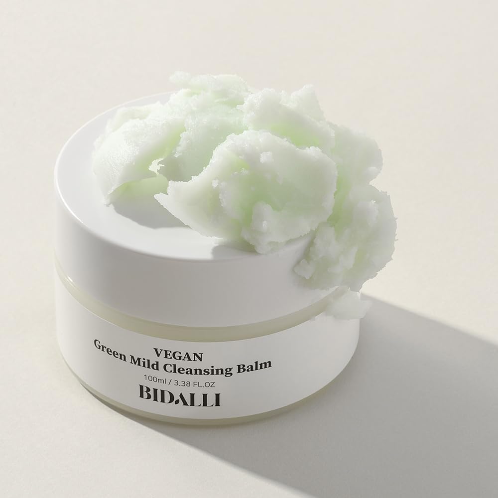 BIDALLI Vegan Green Mild Cleansing Balm – Non-Irritating Korean Makeup Remover & Hydrating Facial Wash for All Skin Types - 100% Vegan, Clean & Cruelty-Free Beauty (100ml / 3.38 Fl. Oz.)