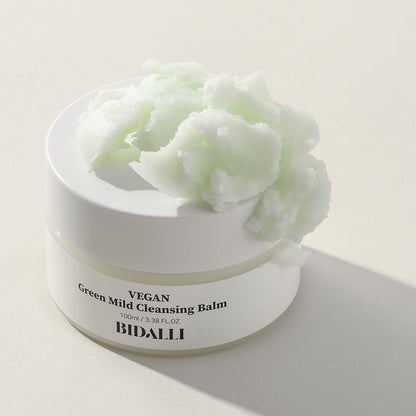 BIDALLI Vegan Green Mild Cleansing Balm – Non-Irritating Korean Makeup Remover & Hydrating Facial Wash for All Skin Types - 100% Vegan, Clean & Cruelty-Free Beauty (100ml / 3.38 Fl. Oz.)