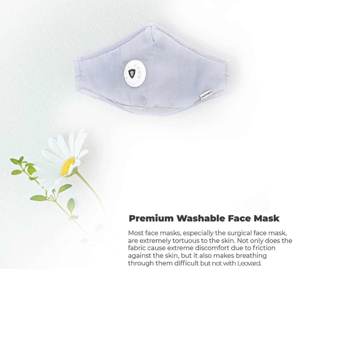 Leovard- PM 2.5 Mask With 3 Filters & Breathing Valve | Breathable, Washable, Adjustable & Comfortable Luxury Cloth Mask | Great For Men & Women (Gray)