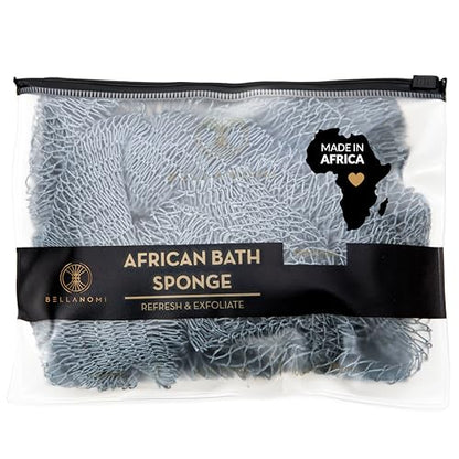 BELLANOMI African Exfoliating Net Sponge, Authentic, Ethically sourced from Nigeria, 45 inches Long, Back Scrubber for Daily use (Slate)
