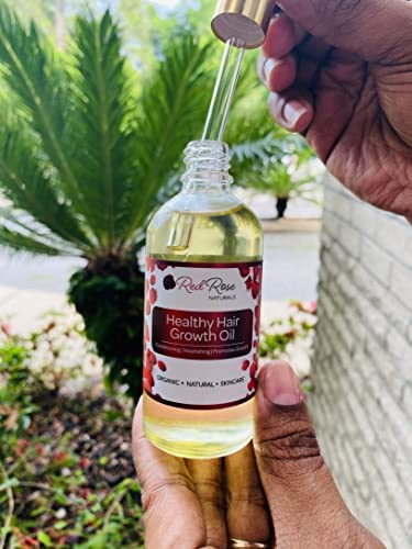 Red Rose Naturals Hair Growth Oil - Rosemary, Black Seed, Argan, Peppermint for Strong Hair, Dry Scalp, and Edges Care, Cruelty-Free, Plant-Based Ingredients - 1 fl. oz