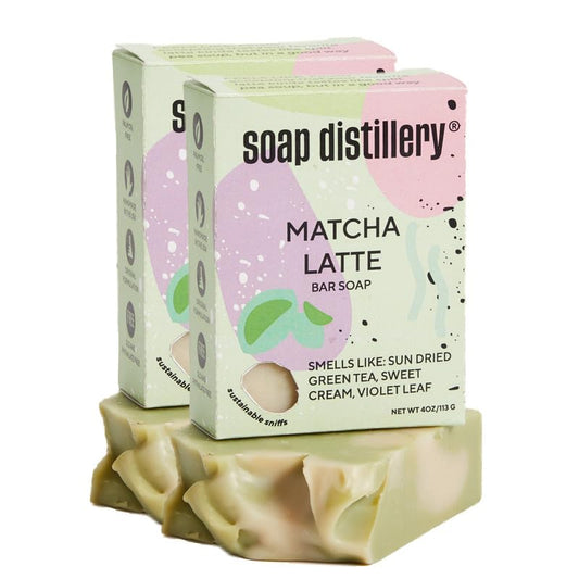 Soap Distillery Matcha Latte Bar Soap Two Pack - Earthy Sweet Green Fresh Fragrance - Lightly Floral Paraben Free - Tea Lovers