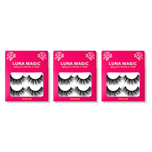 LUNA MAGIC Rebelde Faux Mink Wispy Lashes, Reusable, 3 Pack