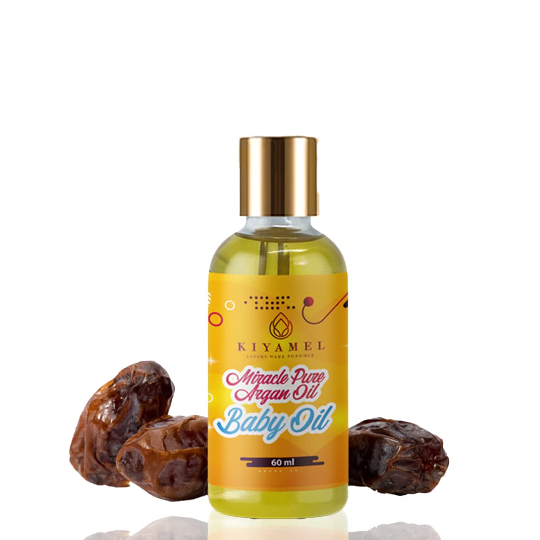 KIYAMEL 100% Pure Argan Oil for Babies, Baby Oil for Natural Softer Skin, hair, face and nails | Hydrating Vitamin E 6 Fatty Acids for Eczema, Skin Aging, Stretch Marks, Wrinkles, and Under Eye Bags.