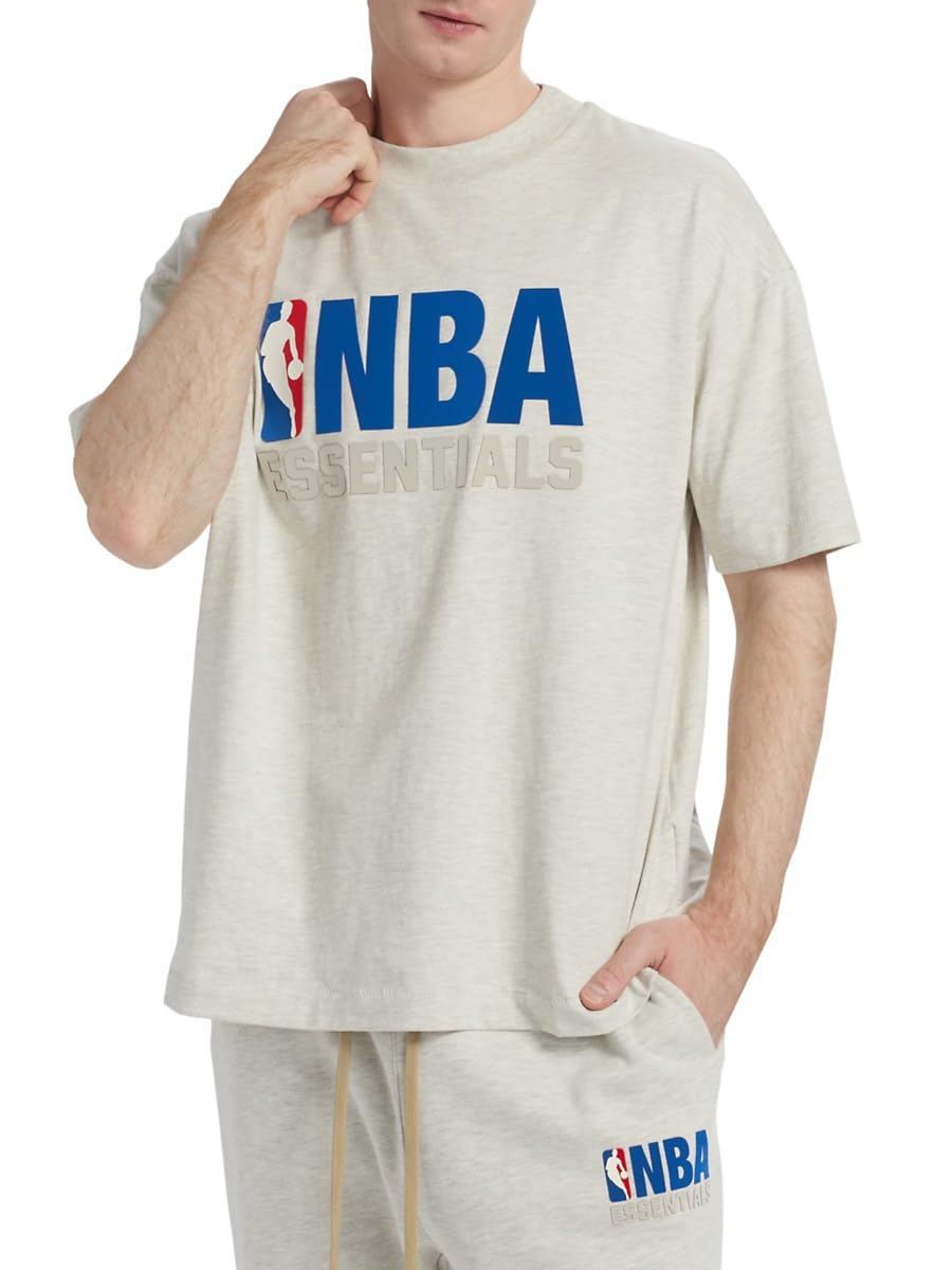 Fear of God Essentials, NBA Cotton Jersey Crewneck T-Shirt, Large, Light Heather