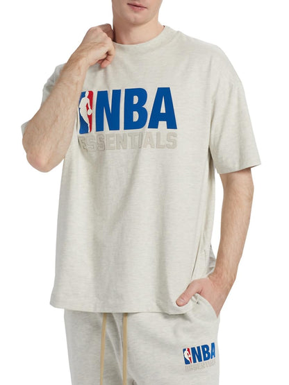 Fear of God Essentials, NBA Cotton Jersey Crewneck T-Shirt, Large, Light Heather