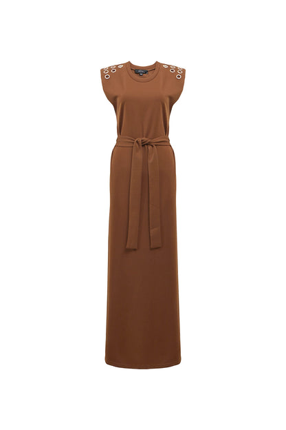 Pantora Women's Teresa Grommet Maxi Dress, Brown, Small