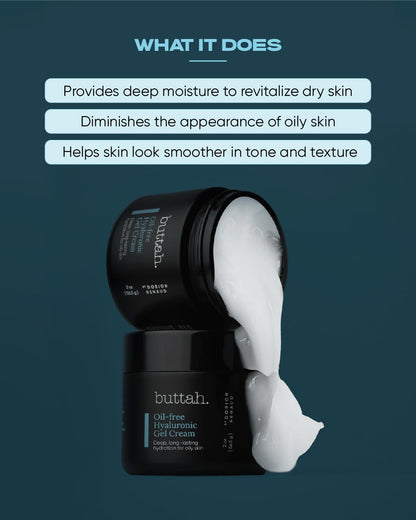 Buttah Skin by Dorion Renaud Oil-Free Hyaluronic Gel Cream 2oz - Daily Moisturizer - Hyaluronic Acid for Deep Hydration - AM & PM Moisturizer - Naturally Based Skin Care - Black-Owned Skincare