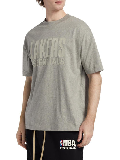 Fear of God Essentials, Lakers Cotton Jersey Crewneck T-Shirt, Medium, Warm Heather