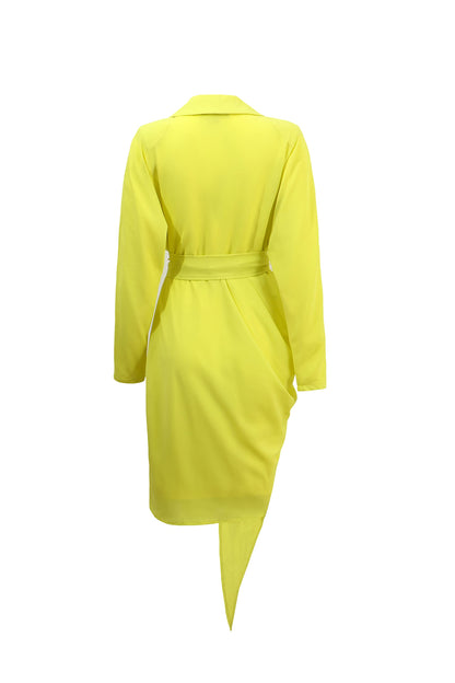 Pantora Women's Wanda Draped Asymmetrical Wrap Dress, Yellow, Medium