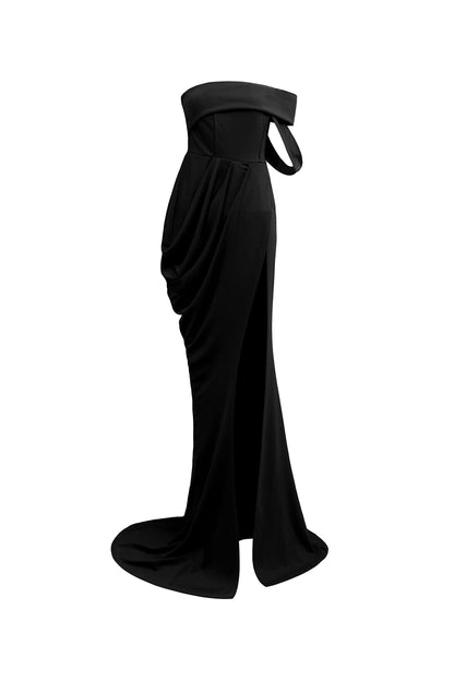 Pantora Women's Lisa Draped Gown, Black, Medium