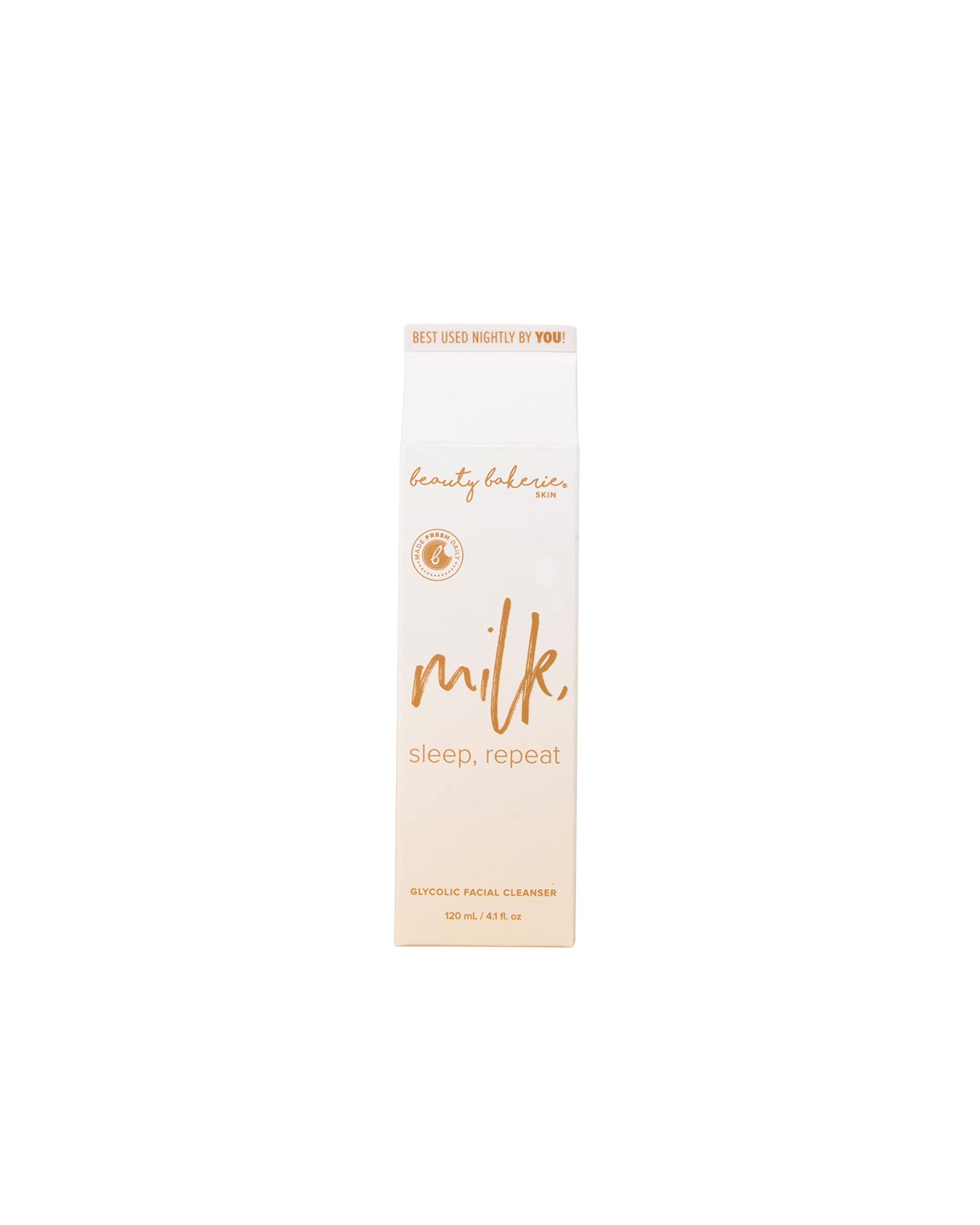 Beauty Bakerie Milk, Sleep, Repeat Glycolic Facial Cleanser, Face Wash Makeup Remover for Skin Care, 4.1 oz.