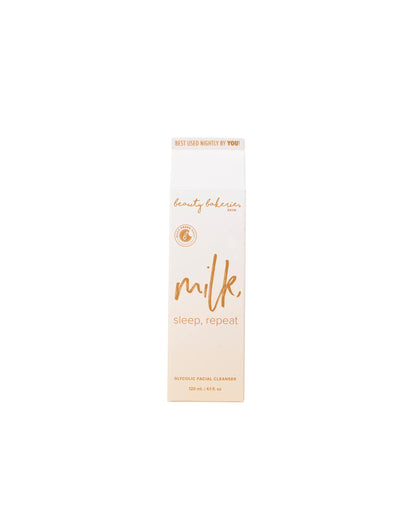 Beauty Bakerie Milk, Sleep, Repeat Glycolic Facial Cleanser, Face Wash Makeup Remover for Skin Care, 4.1 oz.