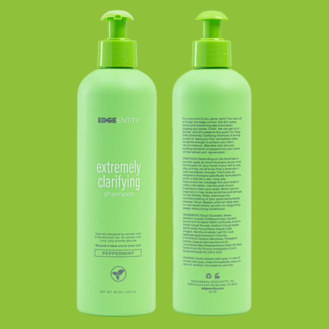 Edge Entity Peppermint oil Shampoo- Extremely Deep Cleanse and Clarifying Shampoo, Cleansing Treatment for 4A-4C hair types, for Women- 8 oz