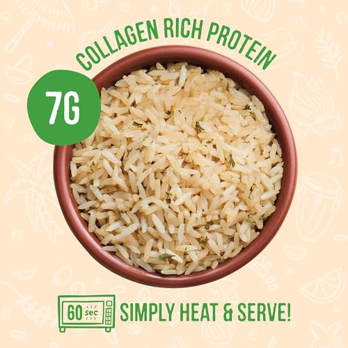 A Dozen Cousins Microwave Rice Cooked in Chicken Bone Broth | 7g Protein with Collagen | Rice for Meals, Sides (3 Flavor Variety Pack, 6 Pack)