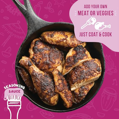 A Dozen Cousins Entrée Seasoning Sauce - Coat and Cook, for Chicken Seasoning, BBQ, Protein, Marinade & More - 6 Count Variety Pack - Jamaican Jerk, Peruvian Pollo, Mexican Pollo Asado