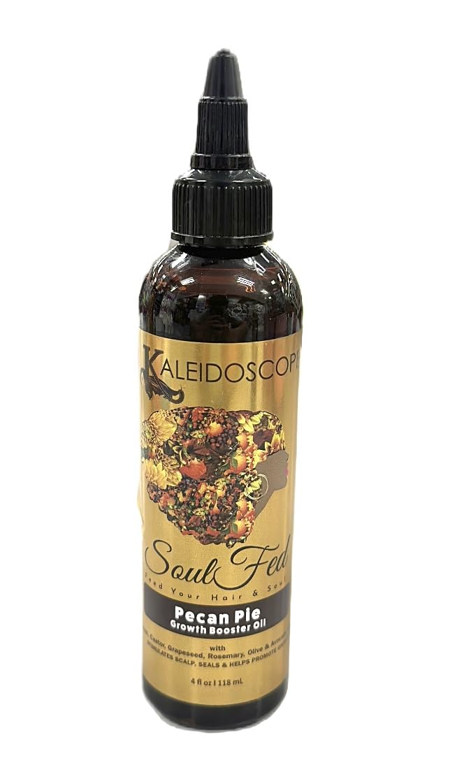 Kaleidoscope SoulFed Pecan Pie Growth Booster Oil | with Rosemary, Castor, Grapeseed, Pecan, Olive, & Avocado Oils | Stimulates Scalp, Seals & Helps Promote Growth | 4oz