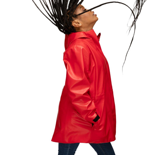 Hairbrella Rain Jacket, Waterproof, Satin-Lined Hood (Crimson, M)