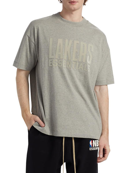 Fear of God Essentials, Lakers Cotton Jersey Crewneck T-Shirt, Medium, Warm Heather