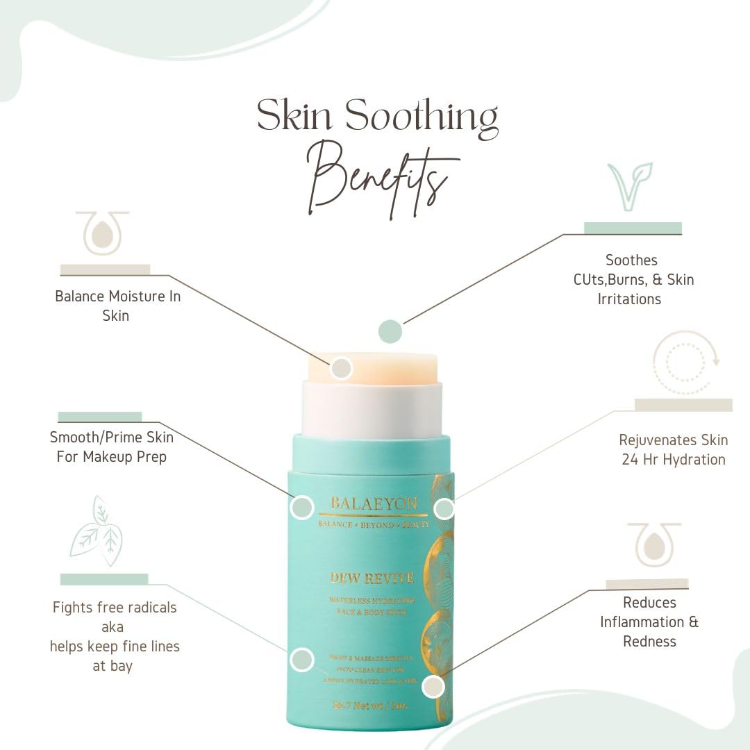Balaeyon Dew Revive - Face & Body Hydration Balm, 2oz, Multipurpose Everyday Moisturizer, Under Eye Balm, Skin Soother, Makeup Primer, Natural Earthy Scent, No Artifical Scent