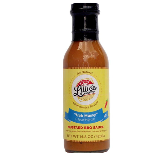 Lillie's of Charleston Hab Mussy Hot Mustard BBQ Sauce | Award Winning | Natural, No Preservatives, Vegan | Great with Chicken, Pork Ribs and Shoulder, Fish, Seafood | 14.8 Oz Bottle