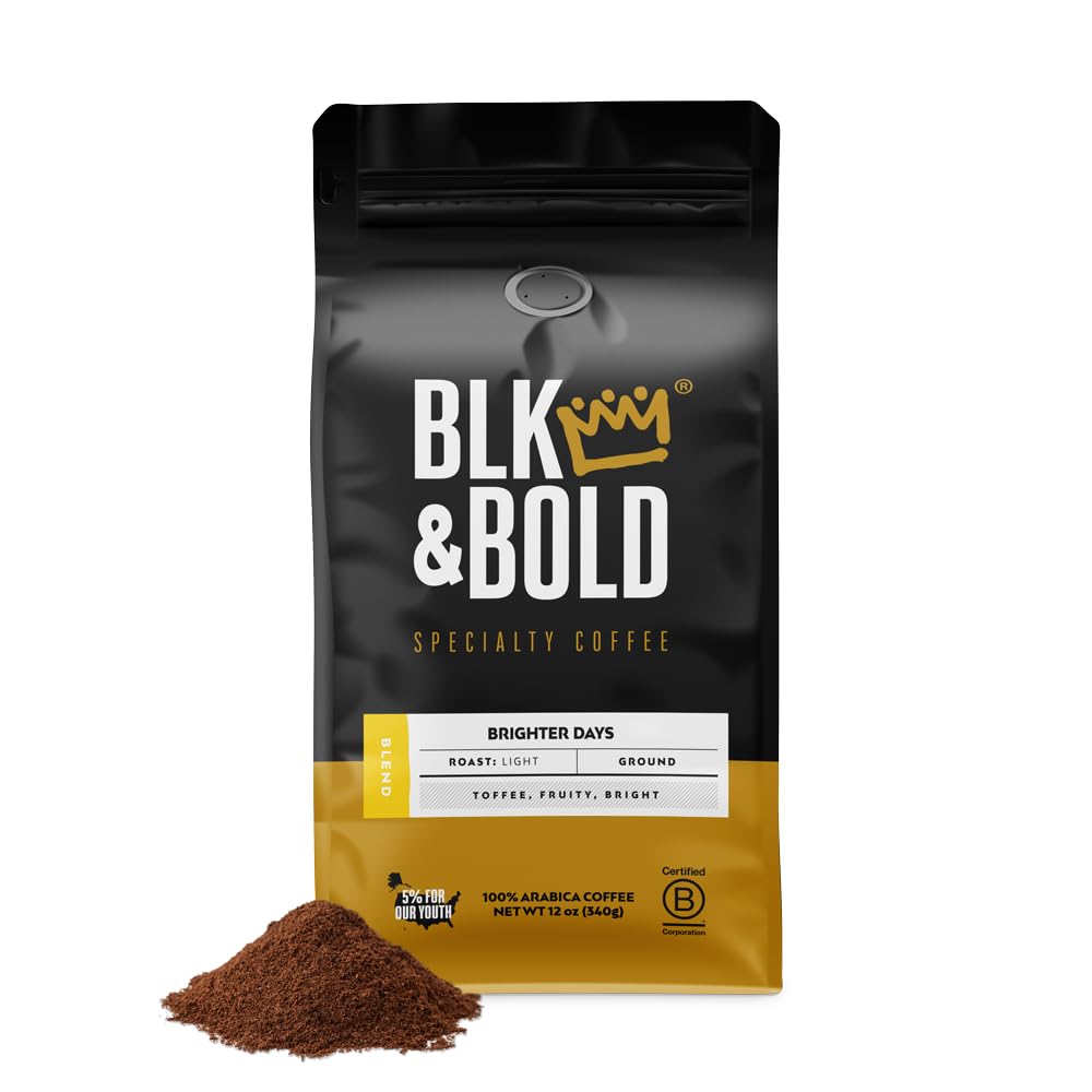 BLK & Bold Ground Coffee, Brighter Days Premium Light Roast, 100% Arabica Beans, 12 oz Bag