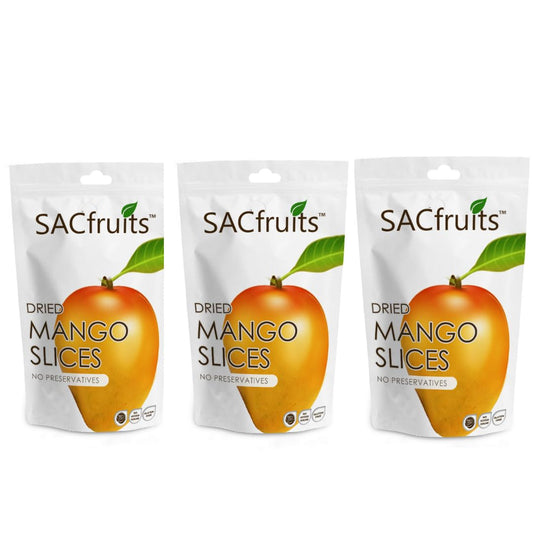 SACFruits Natural Dried Mangoes Slices | Non-GMO, Unsweetened | Vegan Snacks (3 bags x 2.oz)