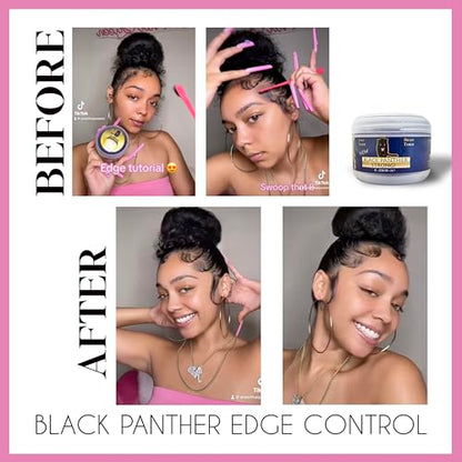 The Roots Naturelle Black Panther Edge Control 1 oz (3 Pc Pack) Plus Free Edge Brush