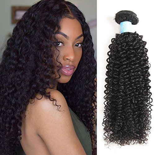 BLY 7A Mongolian Kinky Curly Human Hair Bundles 16/18/20 Inch Unprocessed Hair Weave Weft for Black Women Natural Color