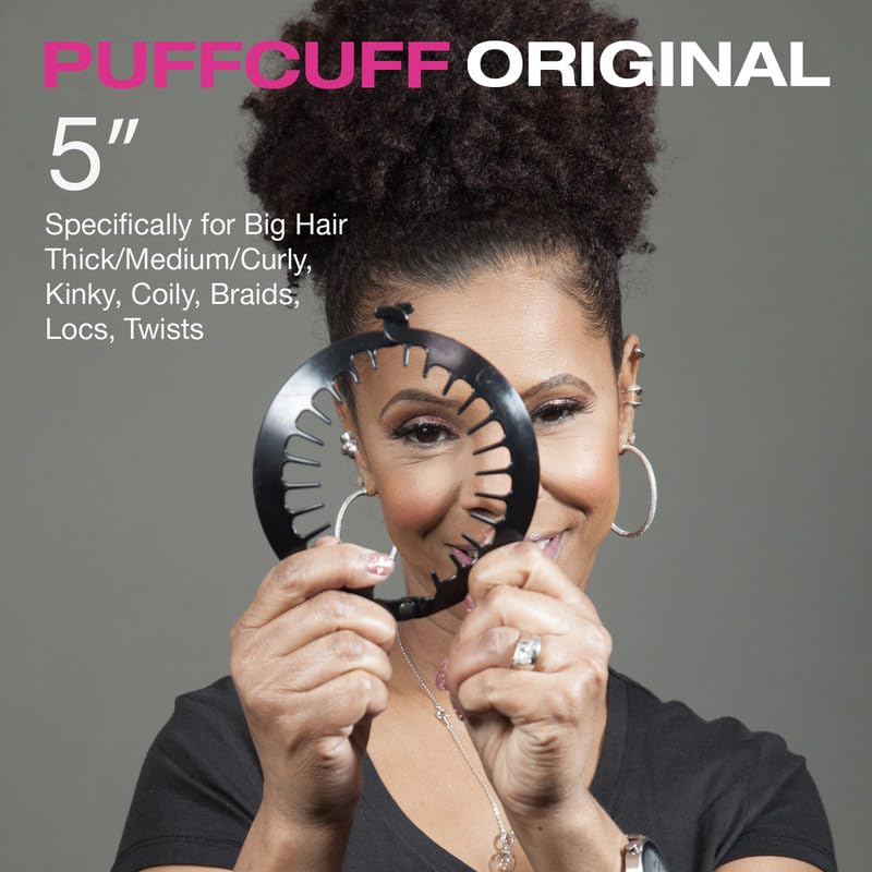 PuffCuff | Original 5” Hair Clamp | For All Natural, Curly, Kinky, Textured, Locs, and Braided Hair | Painless, Damage-Free Styling Tool Made Specifically for Big Hair | Clear | 1 Piece