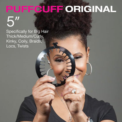 PuffCuff | Original 5” Hair Clamp | For All Natural, Curly, Kinky, Textured, Locs, and Braided Hair | Painless, Damage-Free Styling Tool Made Specifically for Big Hair | Clear | 1 Piece
